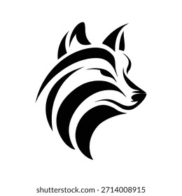 Elegante cabeza de Perfil de lobo negro con melena a rayas dinámicas