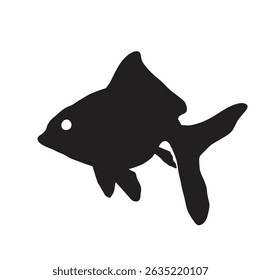 A sleek black-and-white fish illustration, featuring minimalist lines and bold contrasts. Its simple, elegant design captures aquatic grace, perfect for modern decor, logos, or monochrome marine-theme