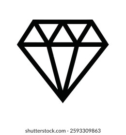 A sleek black-outlined diamond icon symbolizing luxury and elegance on white background