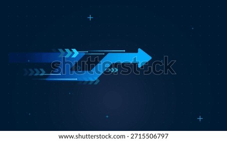 A sleek blue arrow races forward, symbolizing unstoppable momentum and progress. and financial instability. Downing Arrows Trend of Business Concepts