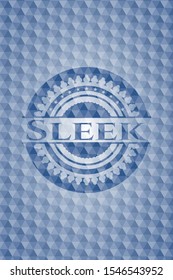 Sleek blue badge with geometric pattern background. Vector Illustration. Detailed.