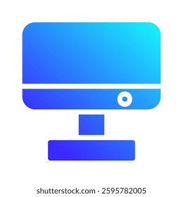 Sleek Blue Computer Monitor Icon Illustration