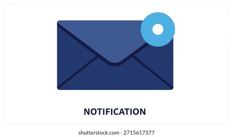 Un elegante sobre azul con una insignia de notificación se muestra como una silueta distintiva.