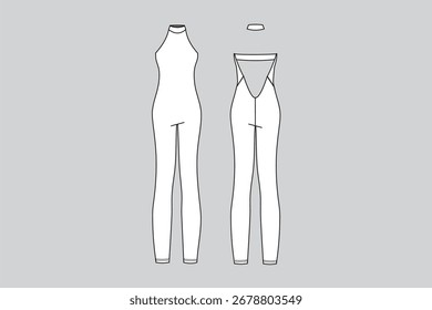 Bodysuit elegante desenho técnico Vista frontal e traseira
