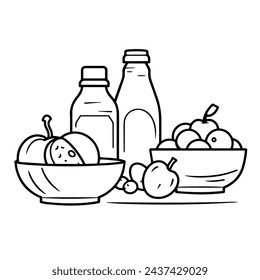 Sleek breakfast outline icon in scalable vector format for easy use.