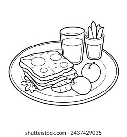 Sleek breakfast outline icon in scalable vector format for easy use.