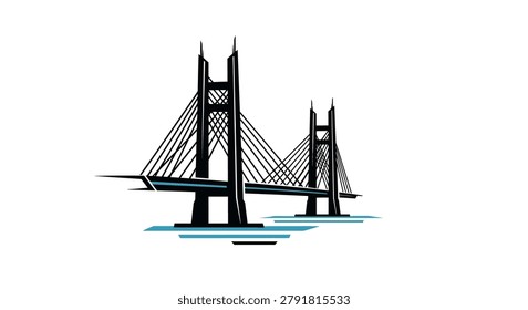 Sleek bridge emblem symbolizing stability and progress, designed for construction companies, architectural studios, and logistics businesses wanting a professional brand.