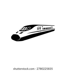 A sleek bullet train in motion