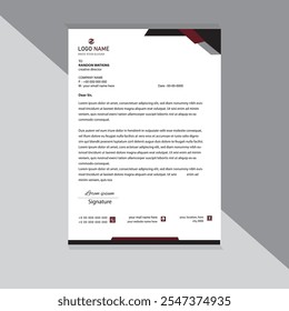Sleek Business Letterhead Layout in a Chic White, Dark and Pink Palette.