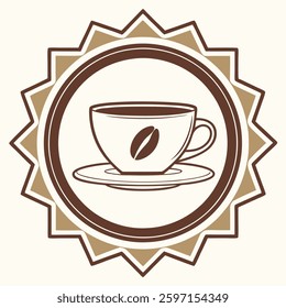 A sleek cafe symbol vector design featuring a coffee shop icon and beverage logo, perfect for branding, menus, and promotional materials. A modern and stylish design for coffee lovers.