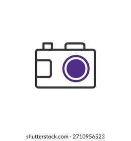Un elegante ícono de la cámara con un diseño contemporáneo, perfecto para ilustrar la Fotografía, capturar recuerdos o representar la comunicación visual. Sus líneas limpias y su estética moderna lo hacen adecuado