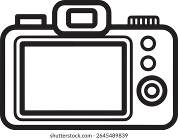 Ícone de câmera elegante que representa a moderna tecnologia de fotografia e design com retângulos arredondados e botões circulares para um estilo minimalista