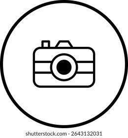 Sleek Camera Icon Design: Minimalist Vector Illustration in Black and White for Photography