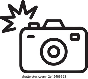 Sleek Camera Icon with Flash Symbolizes Modern Photography and Sharp Imagery a Minimalist Design Perfect for Tech and Creative Projects