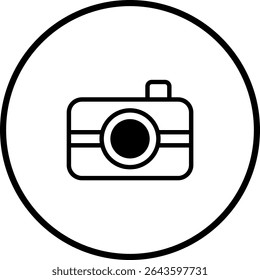 Sleek camera icon isolated within a circle for photography applications