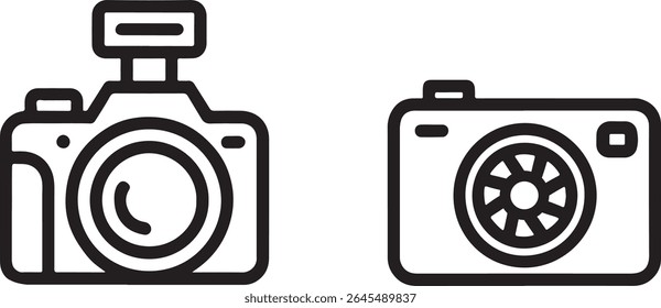 Sleek Camera Icons Capturing Memories with Precision and Style Representing Photographic Equipment for Digital Art and Design Projects