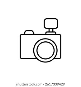 Sleek camera representation with sharp lines and geometric shapes design