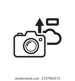 a sleek camera upload icon design simple and modern perfect for digital interfaces silhouette
