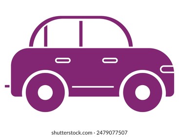 Sleek Car Icon Vector Flat Design Ideal for Various Applications, Isolated on White Background