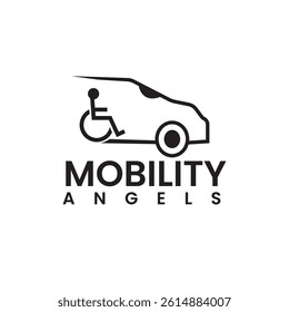 Sleek Car Mobility Angel Logo symbolizing protection, innovation, and smart transport—perfect for mobility startups, auto tech firms, or car-sharing and safety-focused services.