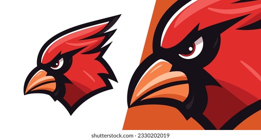 Sleek Cardinal Mascot Logo: Infusing Modern Illustration into Sports, Esports, Badges, Emblems, and T-shirt Prints