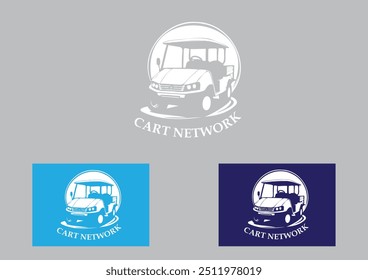 Trio de Logotipo de Rede de Carrinho Elegante em Cores e Monocromáticas	