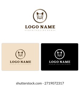 Elegante icono de gato en estilo de insignia circular. Ideal para el cuidado de mascotas, identidad de marca boutique, aseo o logotipos de animales.