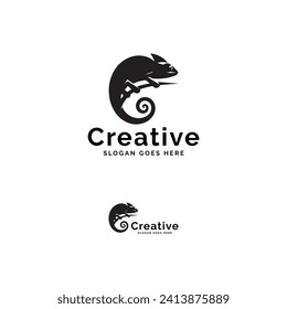 Sleek Chameleon Silhouette Logo Design