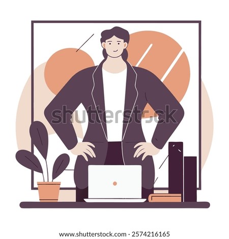 A sleek character standing with hands on hips
