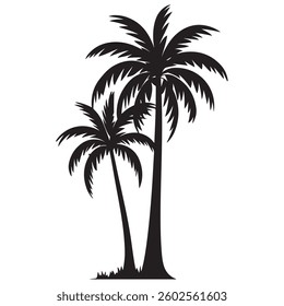 A sleek coconut tree silhouette, symbolizing relaxation, sunshine, and island life.

