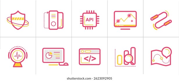 sleek collection of contemporary duotone line icons featuring internet, technology and social media symbols. Perfect for UI-UX design, mobile apps, websites, presentations and digital branding.