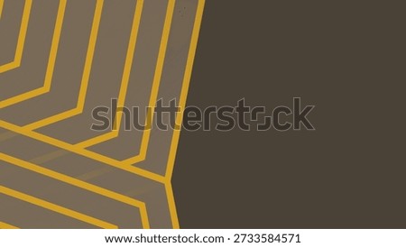 A sleek and contemporary abstract background featuring bold, angular yellow lines creating an intricate geometric pattern on a muted brown or khaki surface. The dynamic design occupies the left side, leaving ample, dark brown solid copy space on the right, perfect for text overlays, presentations, banners, or website headers. This minimalist graphic art piece evokes a sense of modern design, simplicity, and professional elegance, suitable for various digital and print projects, corporate themes, and creative endeavors.