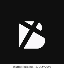 Un diseño de logotipo geométrico abstracto elegante y contemporáneo que muestra la letra B en blanco sobre un fondo negro, ideal para la marca moderna.