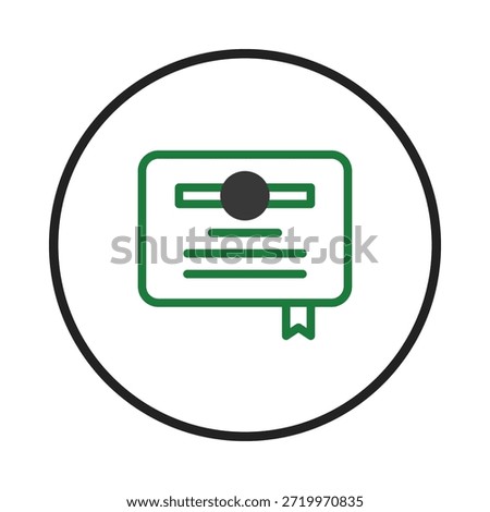 A sleek, contemporary certificate icon showcasing a dark green border and accents. Perfect for symbolizing achievements, qualifications, and official recognition. Its clean design makes it ideal for
