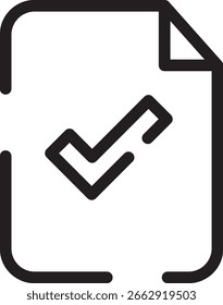 Schlankes und zeitgenössisches Dokumentensymbol mit glatten Linien und einem gefalteten Eckdesign. Perfekt für moderne Apps, Dashboards, Cloud-Speicherplattformen und Produktivitätstools.
