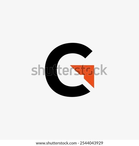 A sleek and contemporary logo featuring the letter G in bold black, accented with a dynamic orange geometric shape. Ideal for branding in innovative and creative industries.