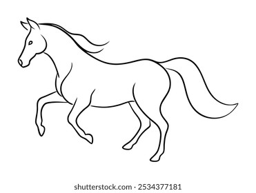 Sleek Continuous Line Art of a Majestic Horse