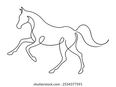 Sleek Continuous Line Art of a Majestic Horse