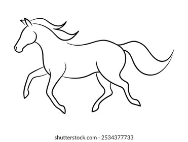 Sleek Continuous Line Art of a Majestic Horse