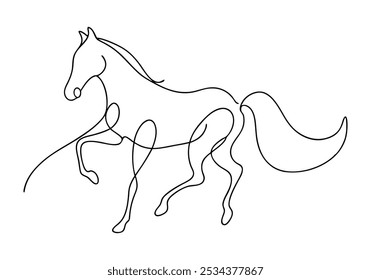 Sleek Continuous Line Art of a Majestic Horse