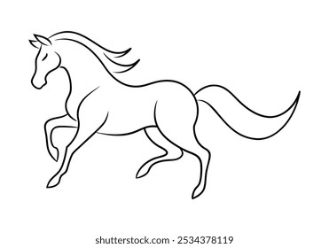 Sleek Continuous Line Art of a Majestic Horse