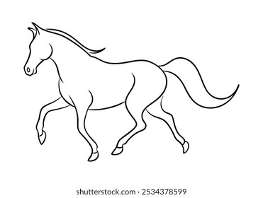 Sleek Continuous Line Art of a Majestic Horse