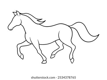 Sleek Continuous Line Art of a Majestic Horse