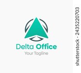 A sleek corporate logo featuring a stylized delta or triangle shape with wing elements, rendered in vibrant teal flat vector style. The professional composition communicates delta-level corporate office and business direction identity. Ideal for corporate brands, office direction platforms, business triangle services, professional agency companies, and delta identity startups.
