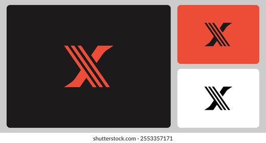 Sleek and creative letter X logo with bold stripes and a geometric style, ideal for branding, technology, and corporate businesses.