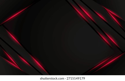 Fondo Abstractas oscuro elegante con líneas geométricas rojas brillantes