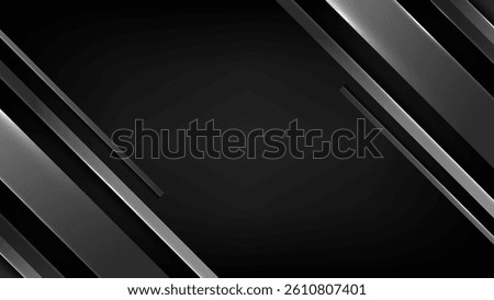 Sleek dark abstract background with metallic silver and gray diagonal stripes, perfect for modern tech, corporate, or luxury design projects needing a futuristic touch