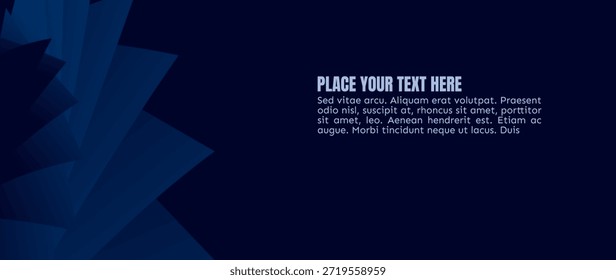 Elegante fondo abstracto azul oscuro con Formas geométricas dinámicas y amplio espacio de copia, ideal para presentaciones modernas, temas de tecnología o diseños corporativos.