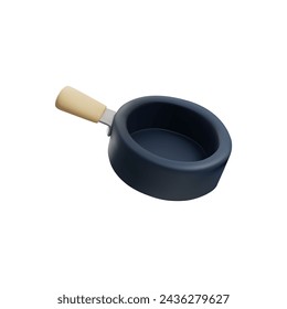 A sleek, dark blue saucepan with a beige handle, in vector format, perfect for illustrations related to cooking and kitchenware.