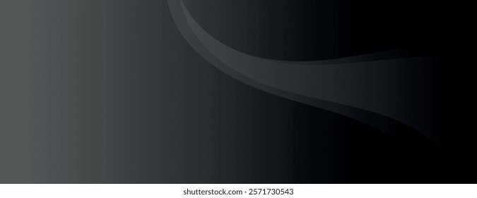 A sleek, dark gray background with smooth gradient and wave patterns. The background is modern and elegant, featuring dark gray tones. Minimal abstract wavy gradient vector background